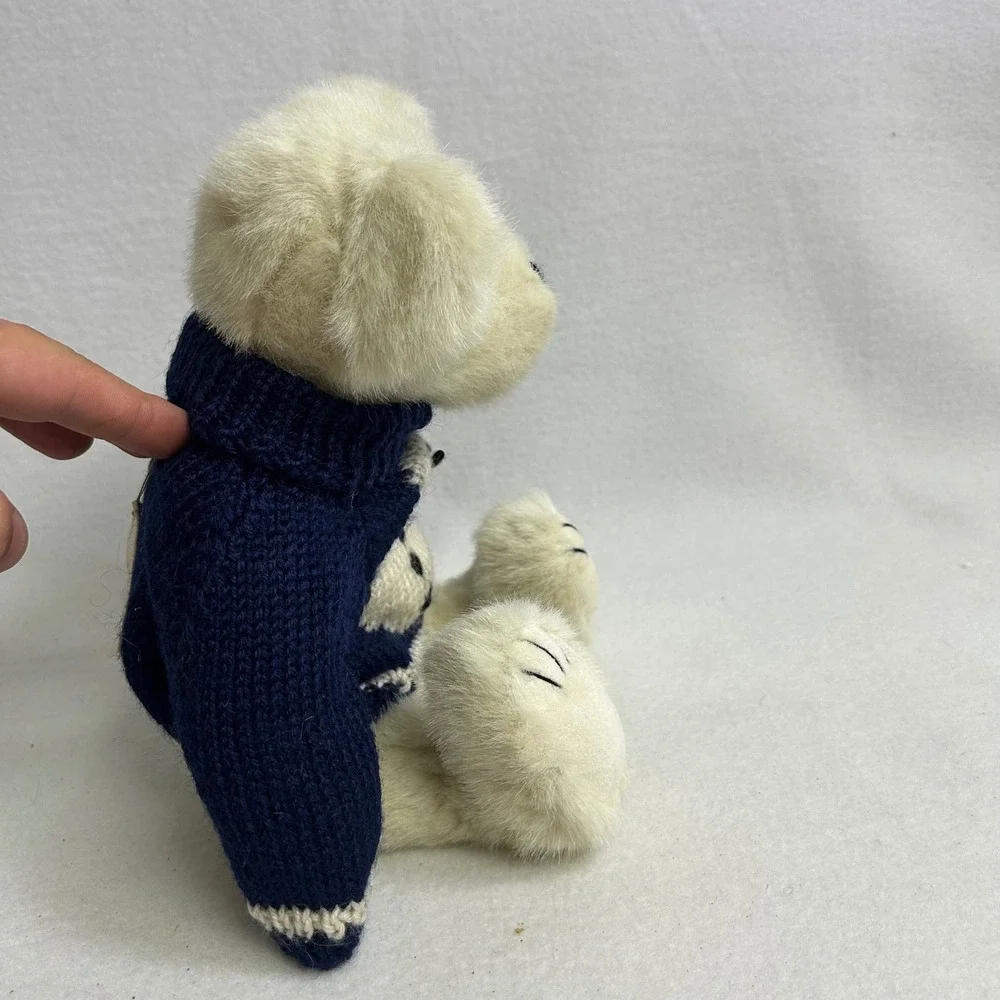 Vintage Christmas Boyds Bears Plush Cream Navy Snowman Sweater Archive Series 9